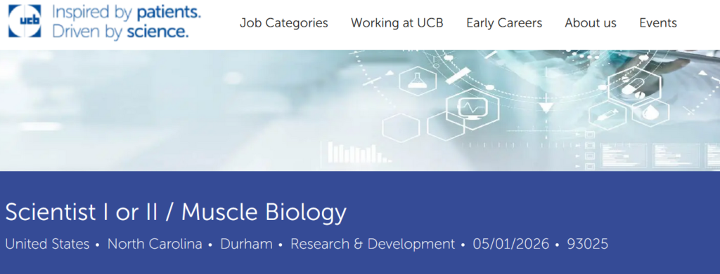 Scientist I or II / Muscle Biology - UCB - USA