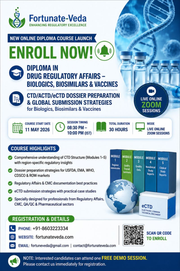 Diploma in Drug Regulatory Affairs - May 2026 - Enroll now!