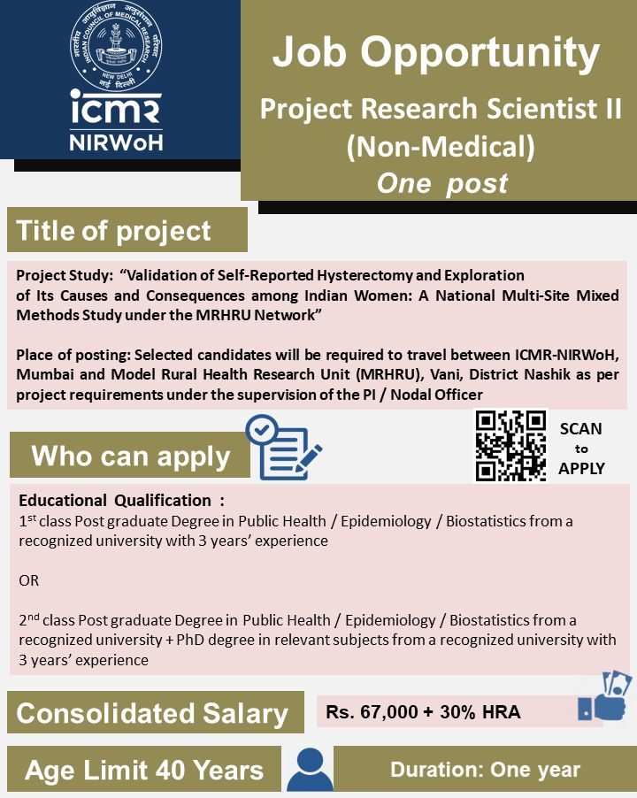ICMR-National Institute for Research on Women’s Health hiring