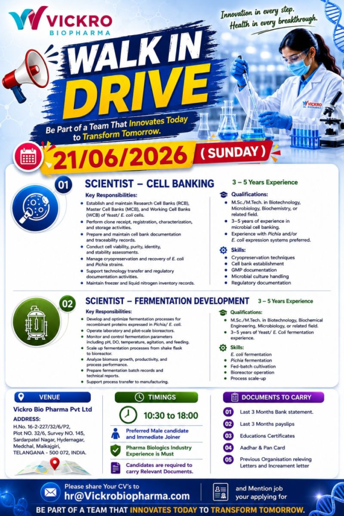 WALK-IN DRIVE | VICKRO BIOPHARMA