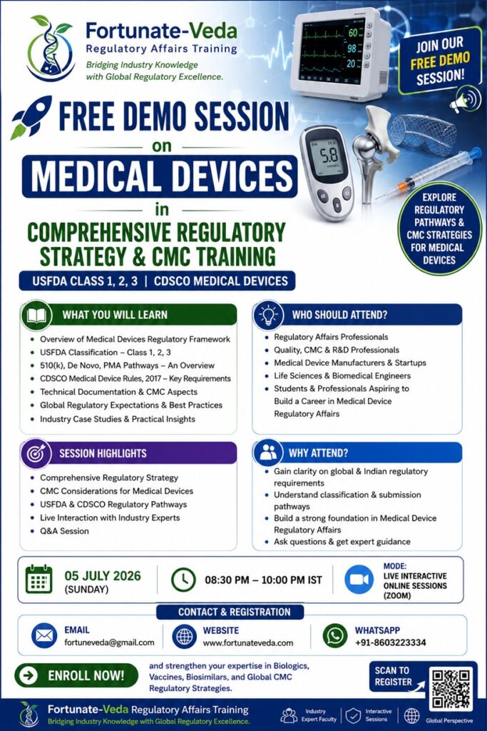 Free Demo Session: Comprehensive Regulatory Strategy & CMC Training for Medical Devices