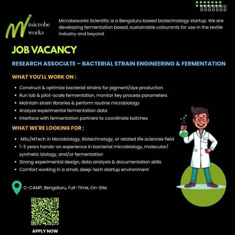 Hiring Research Associate – Bacterial Strain Engineering & Fermentation | Microbeworks