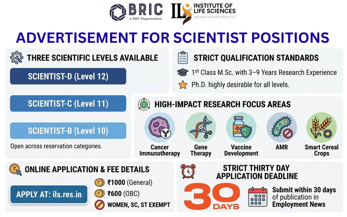 Faculty Positions at BRIC ILS Bhubaneshwar