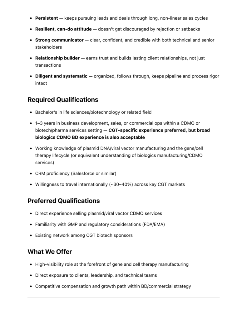 Hiring Business Development Associate | CGT