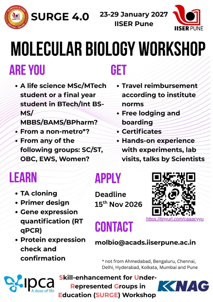 SURGE: Molecular Biology Workshop | IISER Pune