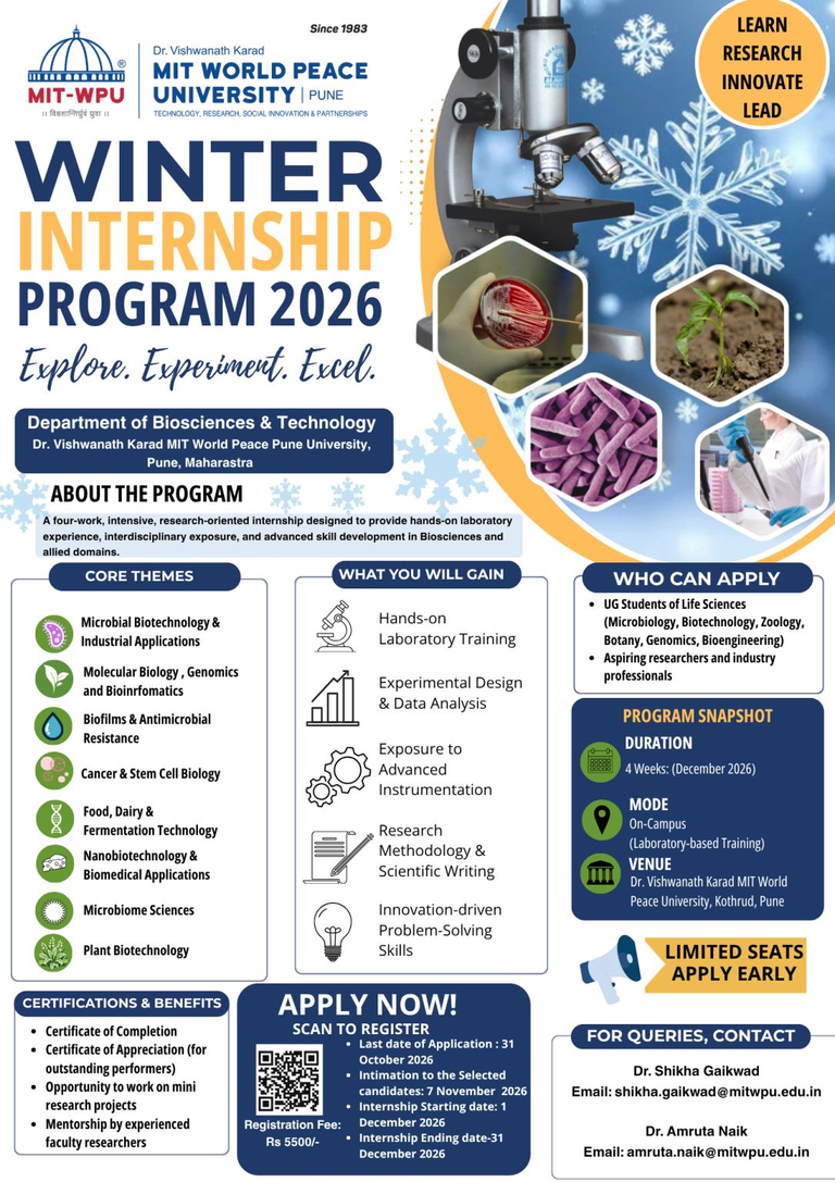 Winter Internship Program 2026 - Biotech Jobs